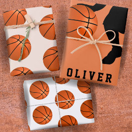 Basketball Ball Player Kinder naam Birthday Inpakpapier Vel