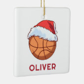 Basketball Ball Red Santa Hat Name Christmas  Keramisch Ornament (Rechts)