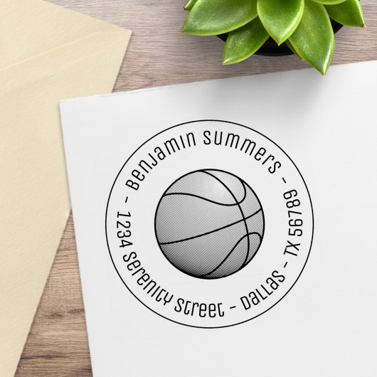 Basketball Ball Round Address Rubberstempel