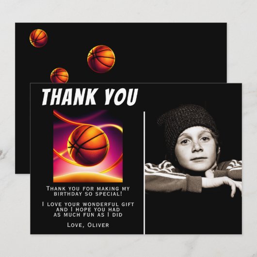 Basketball Ball Sportfoto Birthday Bedankkaart (Voorkant / Achterkant)