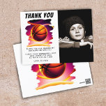 Basketball Ball Sportfoto Birthday Dank je Briefkaart<br><div class="desc">Basketball Ball Sportfoto Birthday Dank je Briefkaart. Dit moderne ontwerp heeft een basketbal op een levendige en levendige achtergrond. Het basketbalthema maakt het perfect voor de verjaardag van een basketbalfan. Voeg uw foto toe en personaliseer de tekst.</div>