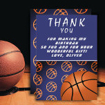 Basketball Ball Sports Birthday Bedankkaart<br><div class="desc">Basketball Ball Sports Birthday Dank je wel. Moderne basketbal verjaardag bedankt je kaart voor een jongen of een meisje die van basketbal houdt. Basketbalpatroon met verschillende oranje basketbalballen.</div>