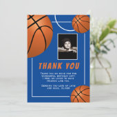 Basketball Ball Sports Birthday Foto Bedankkaart (Staand voorkant)