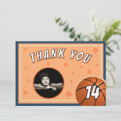 Basketball Ball Sports Birthday Foto Bedankkaart (Staand voorkant)