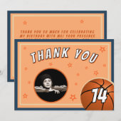 Basketball Ball Sports Birthday Foto Bedankkaart (Voorkant / Achterkant)