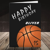 Basketball Ball Sports Black Boys Happy Birthday Kaart