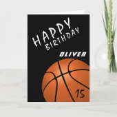 Basketball Ball Sports Black Boys Happy Birthday Kaart (Voorkant)