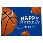 Basketball Ball Sports Happy Birthday Custom Name Groot Cadeauzakje (Voorkant)