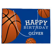 Basketball Ball Sports Happy Birthday Custom Name Groot Cadeauzakje (Achterkant)
