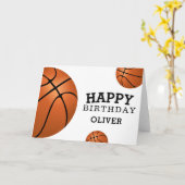 Basketball Ball Sports Happy Birthday Kids Kaart (Gele Bloem)