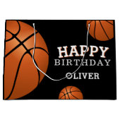 Basketball Ball Sports Happy Birthday Name Groot Cadeauzakje (Voorkant)