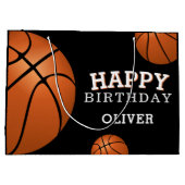Basketball Ball Sports Happy Birthday Name Groot Cadeauzakje (Achterkant)