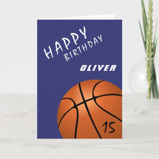 Basketball Ball Sports Modern Happy Birthday Kaart (Voorkant)