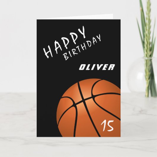 Basketball Ball Sports Modern Happy Birthday Kaart (Voorkant)