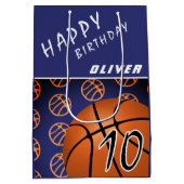 Basketball Ball Sports Modern Happy Birthday Kind Medium Cadeauzakje (Achterkant)