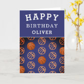 Basketball Ball Sports Pattern Happy Birthday Kind Kaart (Gele Bloem)