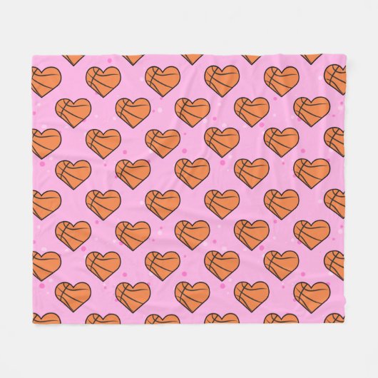 Basketball Ball Texture In Heart Shape - Pattern Fleece Deken (Voorkant (Horizontaal))