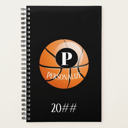 Basketball Baller Monogram Aangepaste naam Planner (Voorkant)