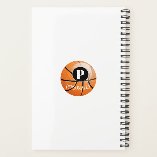 Basketball Baller Monogram Aangepaste naamplaatje Planner (Achterkant)