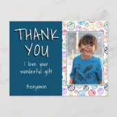 Basketball Balls Blue Boy Foto Dank je verjaardag Briefkaart (Voorkant)