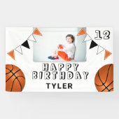 Basketball Balls Flagt Kinder Foto Birthday Party Spandoek (Horizontaal)