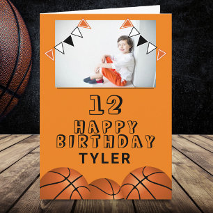 Basketball Balls Flagt Kinder Foto van Birthday Kaart