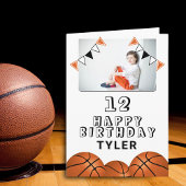 Basketball Balls Flagt Kinder Foto van Birthday Kaart