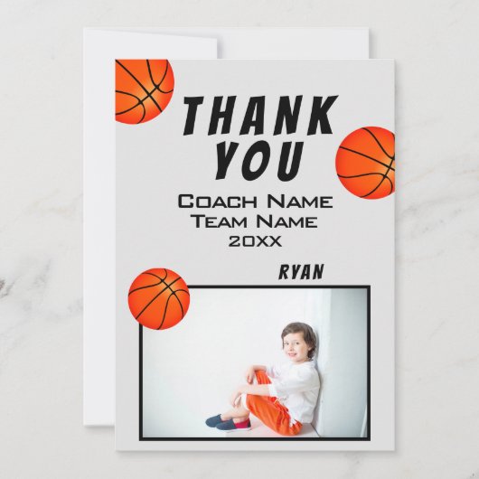 Basketball Balls Foto Hartelijk dank Coach Kaart (Voorkant)