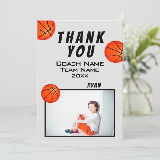Basketball Balls Foto Hartelijk dank Coach Kaart (Staand voorkant)