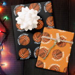 Basketball Balls Kinder naam Sports Merry Kerstmis Inpakpapier Vel<br><div class="desc">Basketball bedekt Kinder namen Sporten Vergroente kerstkaarten. Personaliseer met jouw naam. U kunt de tekst met de prettige kerst wijzigen.</div>