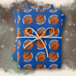 Basketball Balls Kinder naam Sports Merry Kerstmis Inpakpapier Vel