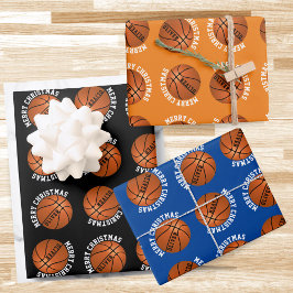 Basketball Balls Kinder naam Sports Merry Kerstmis Inpakpapier Vel