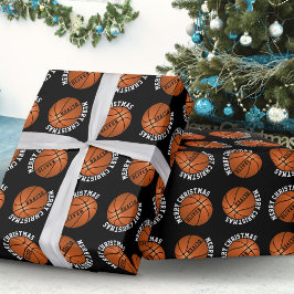 Basketball Balls Kinder naam Zwarte Kerstmis Cadeaupapier
