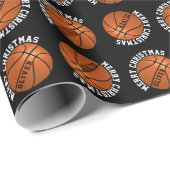 Basketball Balls Kinder naam Zwarte Kerstmis Cadeaupapier (Rol Hoek)