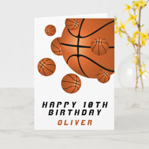 Basketball Balls Oranje Kinder Boy Happy Birthday Kaart