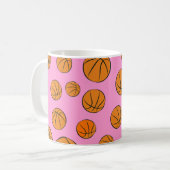 Basketball Balls Patroon op roze achtergrond Koffiemok (Voorkant links)