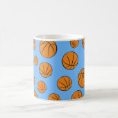 Basketball Balls Pattern on Blue Background Koffiemok (Center)