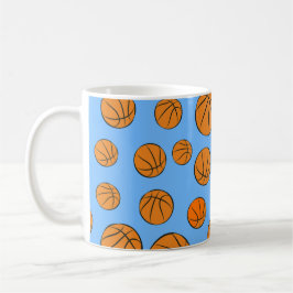 Basketball Balls Pattern on Blue Background Koffiemok