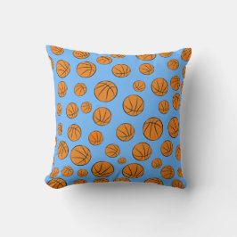Basketball Balls Pattern on Blue Background Kussen