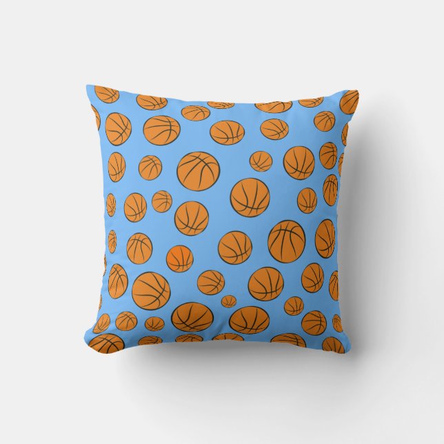 Basketball Balls Pattern on Blue Background Kussen (Voorkant)