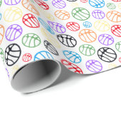 Basketball Balls Sportkleurig patroon Cadeaupapier (Rol Hoek)