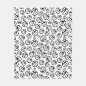 Basketball Balls Sports Black White Patroon Fleece Deken (Voorkant)