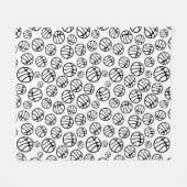 Basketball Balls Sports Black White Patroon Fleece Deken (Voorkant (Horizontaal))