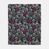 Basketball Balls Sports Black White roze Patroon Fleece Deken (Voorkant)