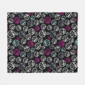 Basketball Balls Sports Black White roze Patroon Fleece Deken (Voorkant (Horizontaal))