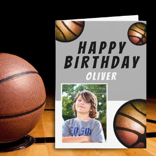 Basketball Balls Sports Kinder Happy Birthday Foto Kaart