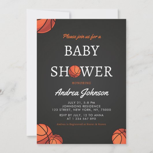 Basketball Balls Sportthema Athletic Baby shower Save The Date (Voorkant)