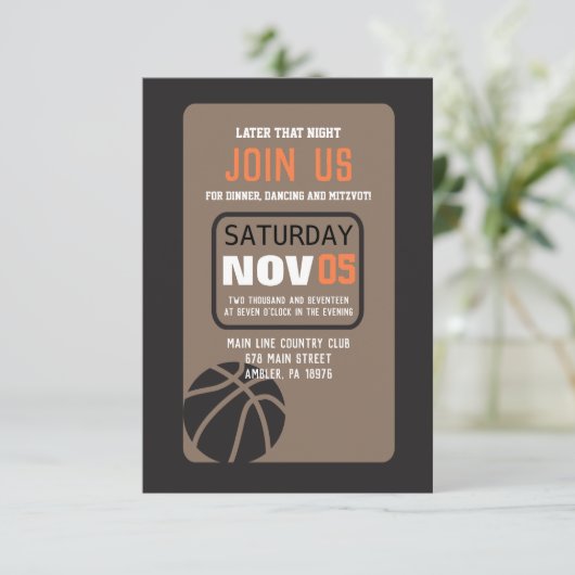 BASKETBALL Bar Mitswa Invitation Party Kaart (Staand voorkant)