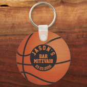 Basketball Bar Mitzvah Favor Sleutelhanger Oranje  (Voorkant)