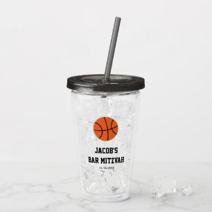 Basketball Bar Mitzvah gepersonaliseerd Acryl Drinkbeker